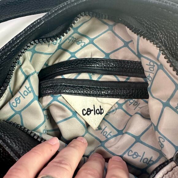 Colab Gray & Black Vegan Leather Large Size Minimalist Mod Hobo Bag Purse - Picture 6 of 9